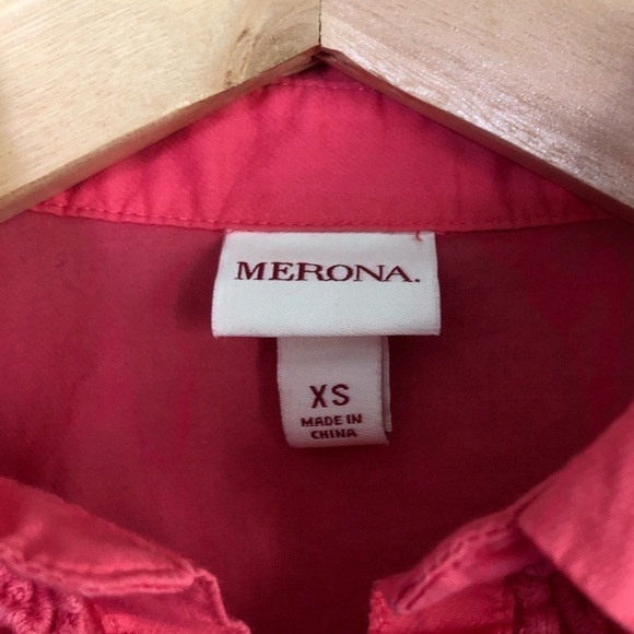 Merona embroidered button placket cap sleeve cotton blouse size XS - Picture 6 of 10